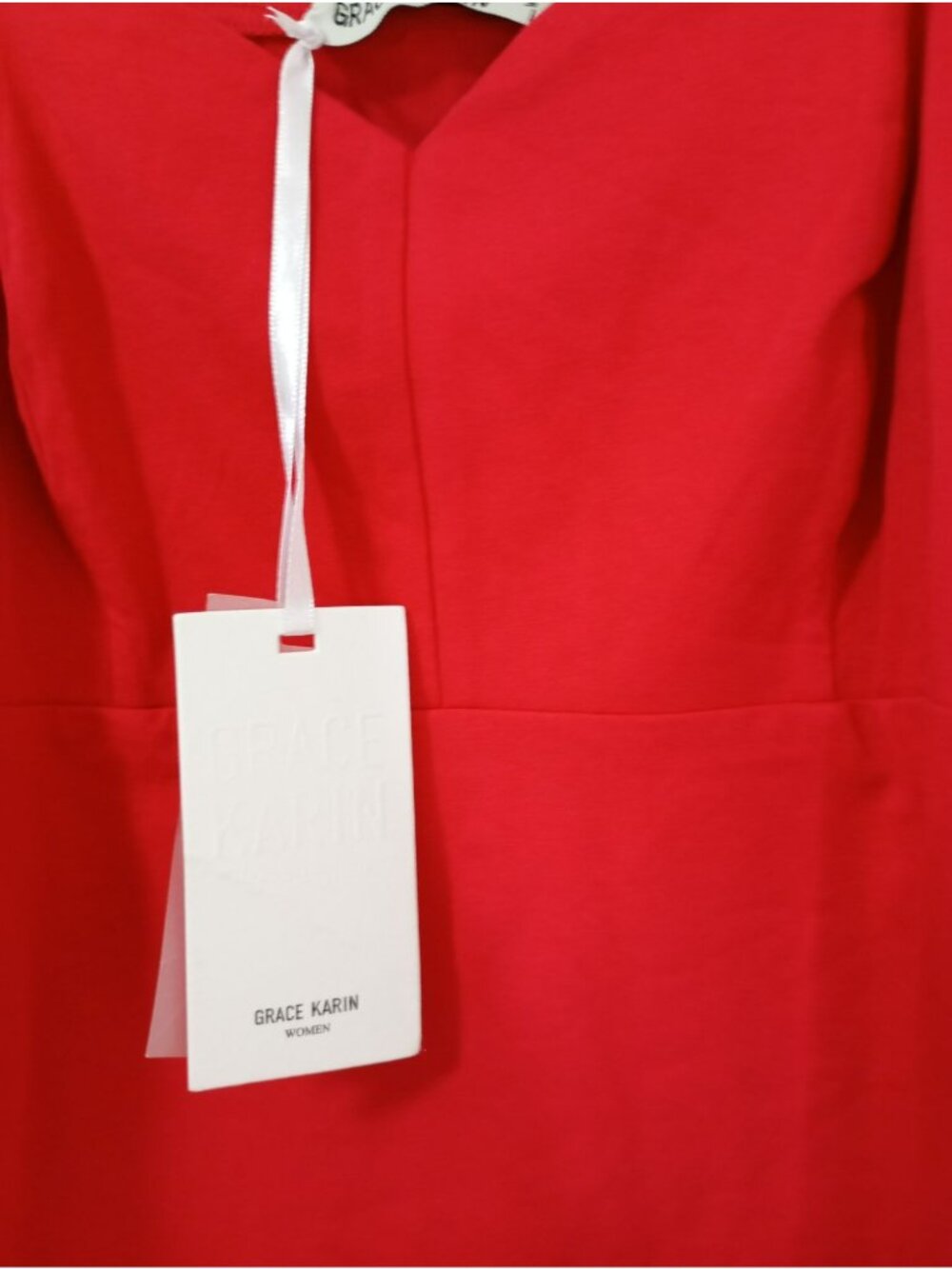 NWT Grace Karin Womens Red Long-Sleeve Square Neck Blouse Size M - Picture 7 of 11